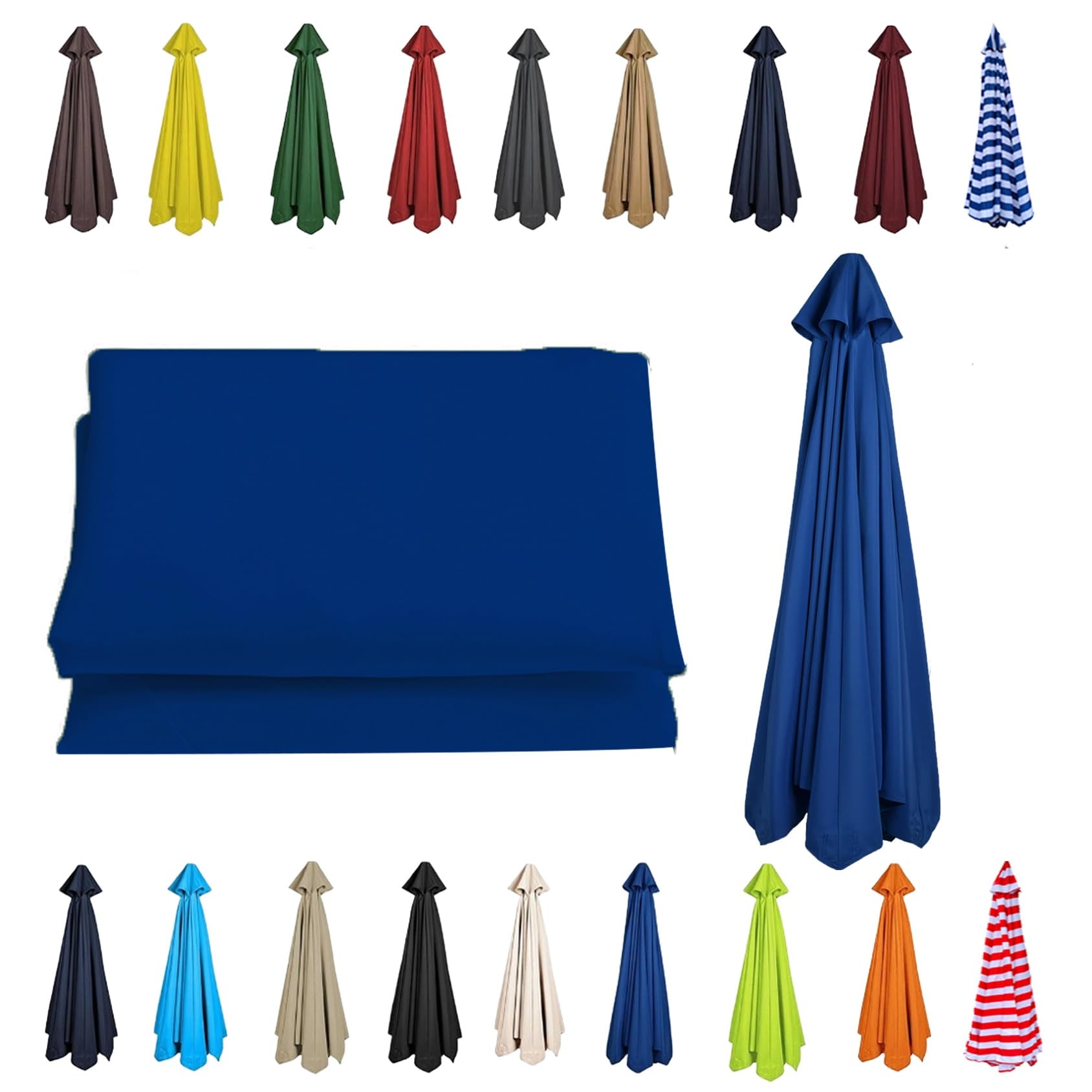 CMJYMX 6/8 Arms Patio Replacement Parasol Canopy | Sun Umbrella Replacement Cloth 230cm/270cm/300cm | Waterproof Umbrella Replacement Top Shade Fabric Cover(Sapphire,8 RIBS: 200CM/6.5FT) — image 1