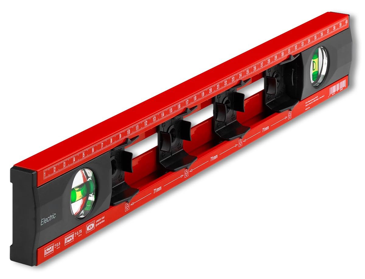 Sola - Nivel de burbuja para electricista (40 cm, con plantilla de enchufes, aluminio con ayuda de marcado para caja de pared hueca a distancia estándar de 71 mm) por Wfix