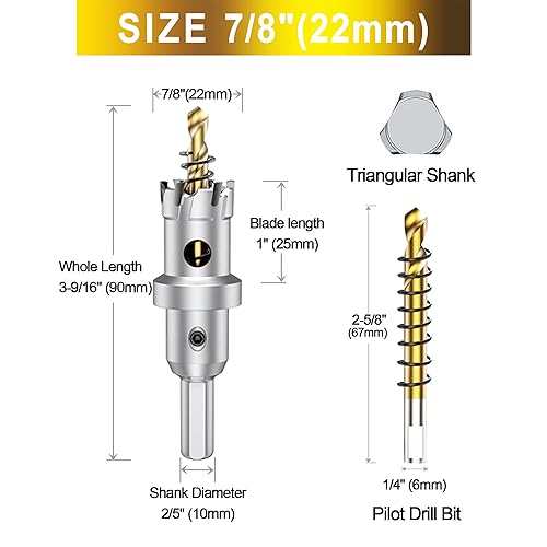 Vista 59 de ASNOMY Broca de sierra con punta de carburo de tungsteno para metal duro, cortador de sierra de agujero T.C.T de 3 pulgadas con 2 brocas piloto