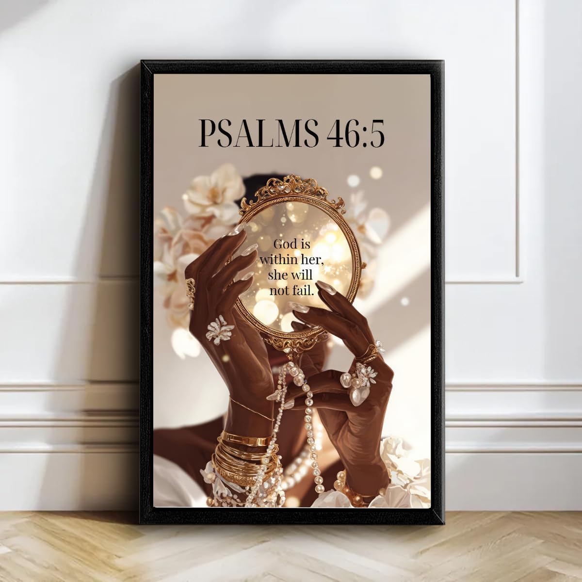 Framed Black Girl Wall Art African American Woman Decor Trendy Abstract Black Girl Painting Picture Christian Canvas Fashion Religious Scripture Poster Print for Bedroom Living Room 16x24 Inch