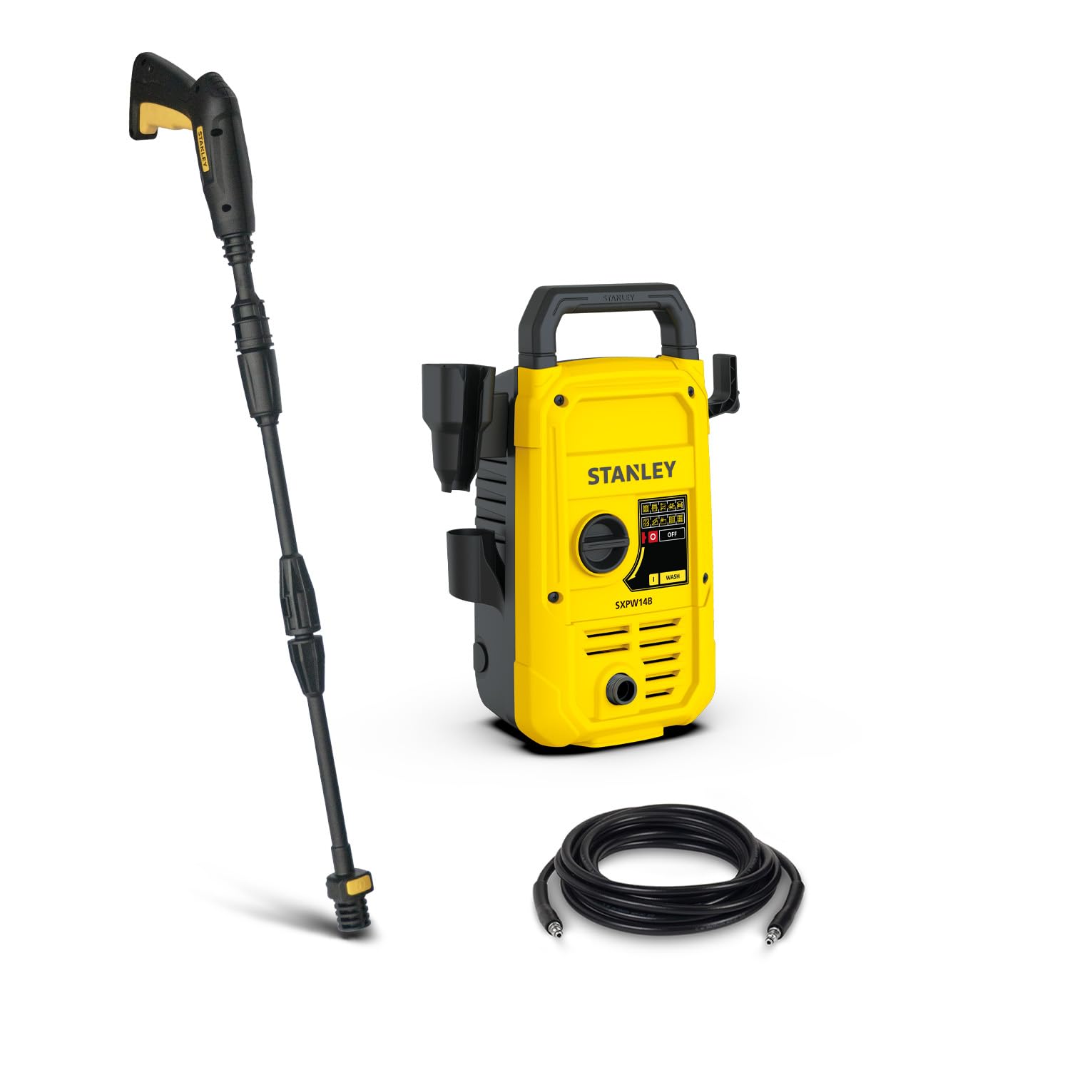 Stanley Hidrolimpiadora SXPW14B, de Alta Presión, de Agua Fría, para Automóviles y Superficies Domésticas Externas, Presión máx. 110 Bar, Caudal máx. 390 l/h, Consumo de energía 1400 W