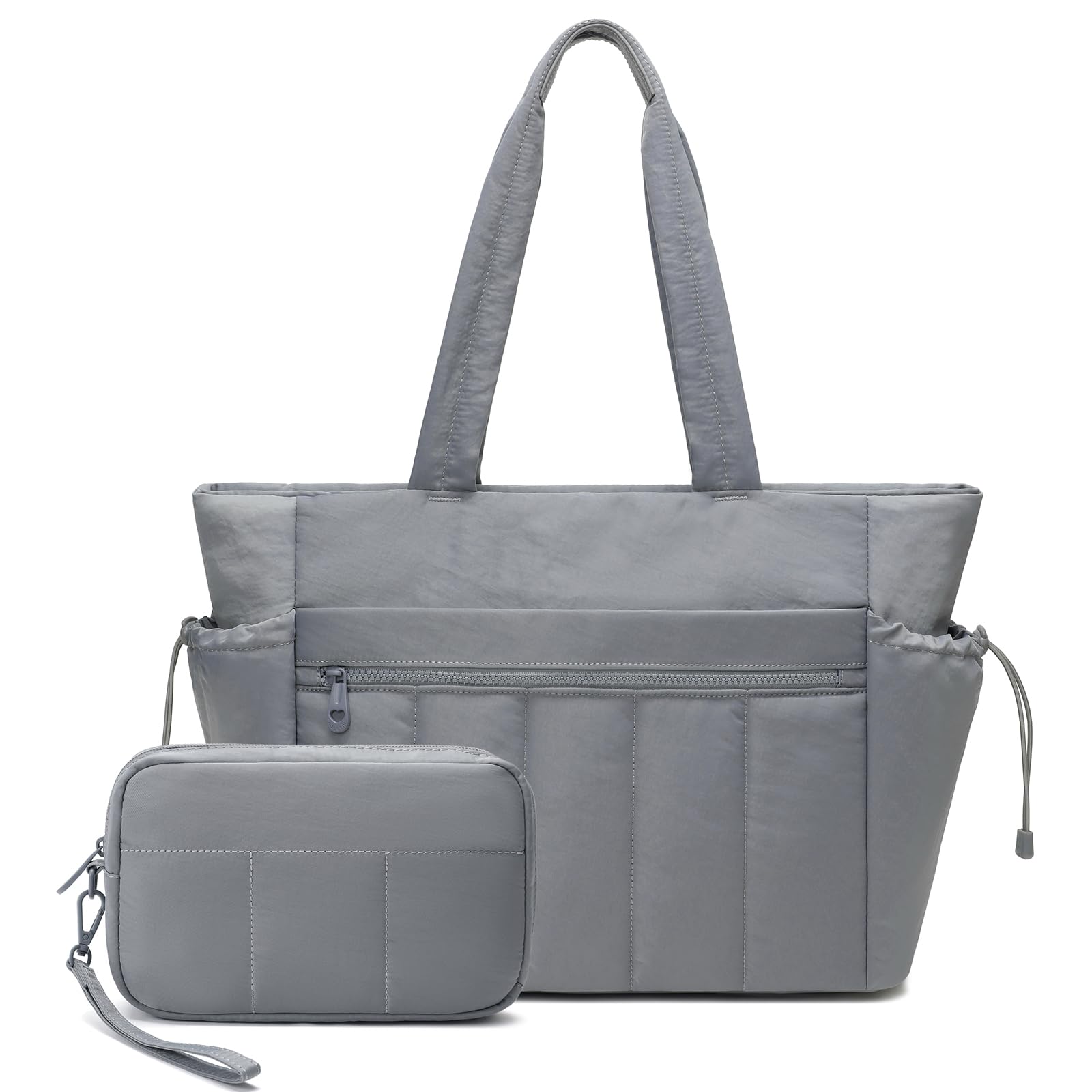 FFOGH Tote Bag for Women, Lightweight Puffer Tote Bag with Compartments, Quilted Shoulder Bag Handbag with Zipper for Work