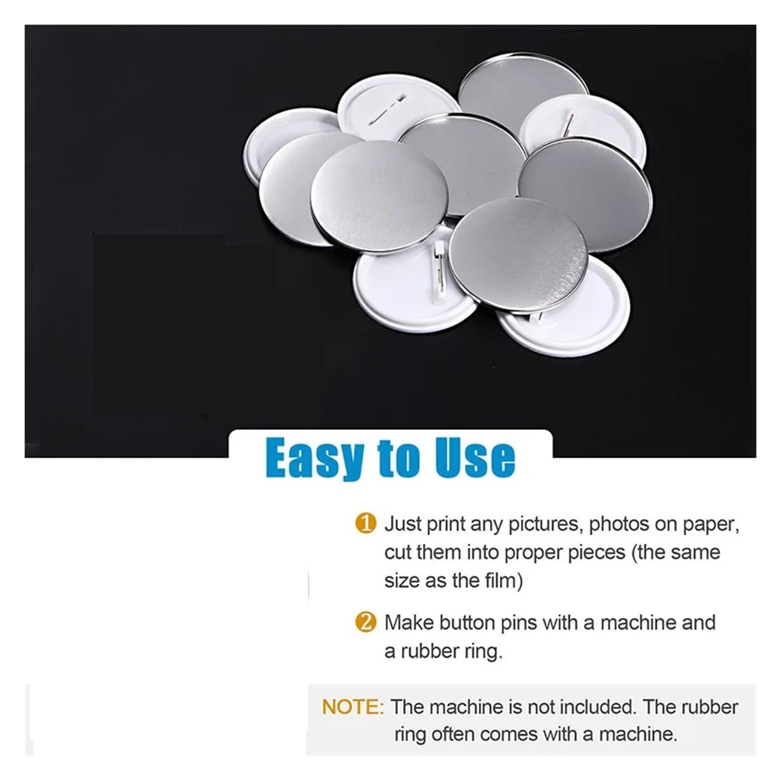 Lot de 100/200 pièces de badges vierges, fournitures for la fabrication de boutons, 25 mm, 32 mm, 37 mm, 44 mm, 50 mm, 58 mm, 75 mm Compatible(100Set 58mm)