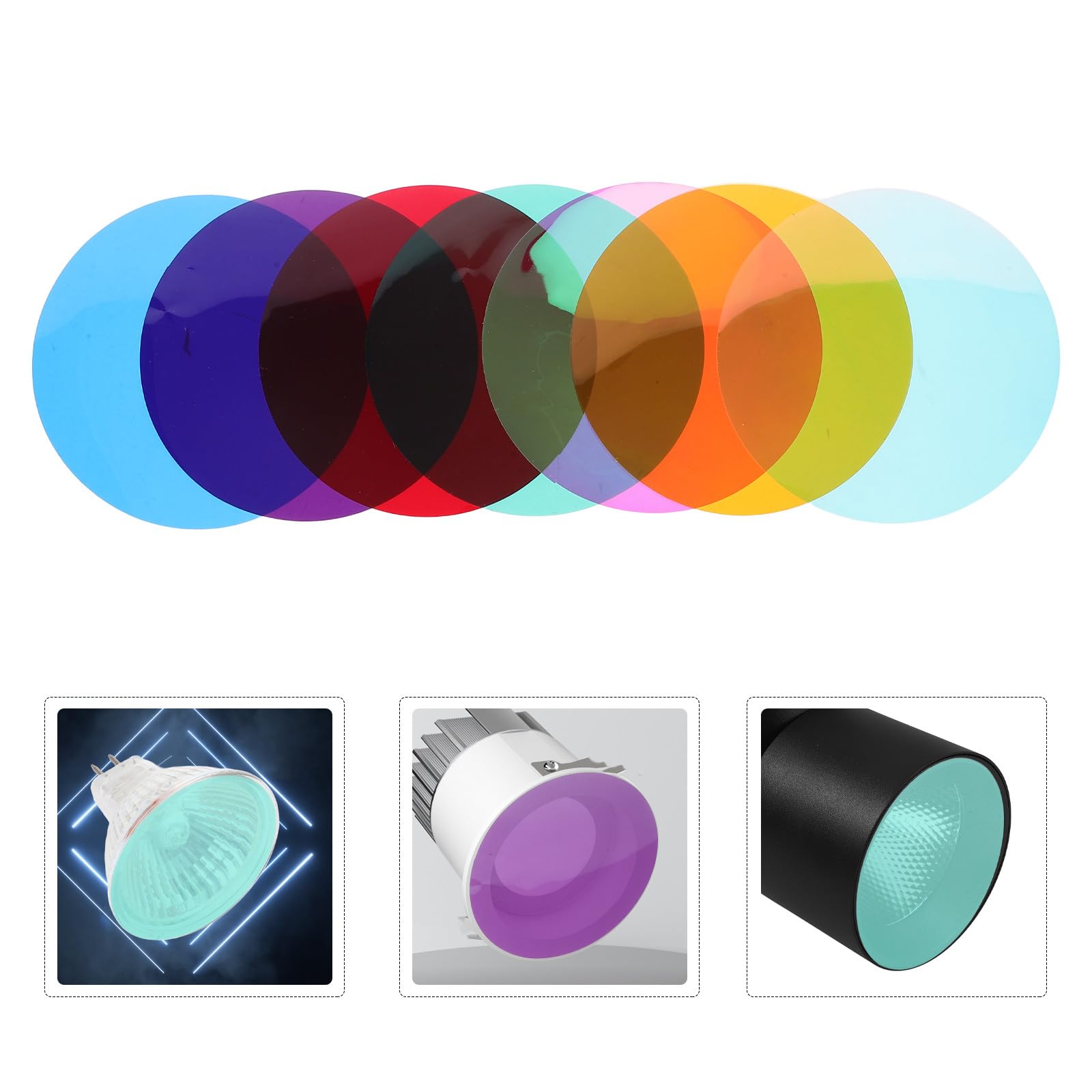 Lot de 8 Filtres de Lumière Gel Autocollants en Pet pour Correction des Couleurs, Diffuseur de Lumière Vive, pour Chambres et Salles à Manger