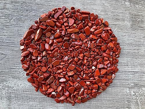 Image of GAF TREASURES 2 oz Lot Natural Semi Tumbled Gemstone Chips, Crushed Mini Crystals, Undrilled Crystal Chips (Red Jasper)
