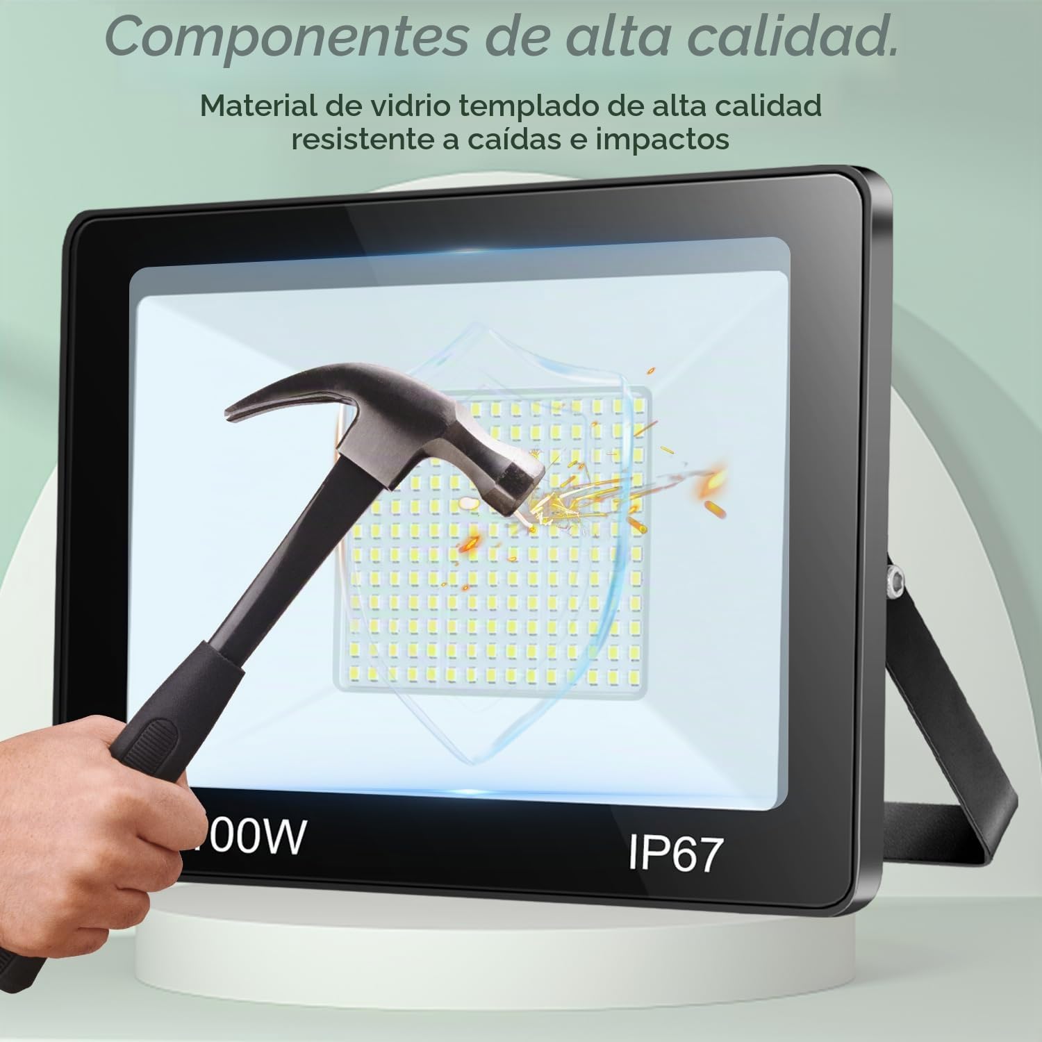 Focos LED Exterior 100W IP67 Impermeable Proyector Exterior 2 Pieza | 6500K Blanco Frío Luz de Seguridad, 10000LM Potente Luces LED Exterior para Terraza, Garaje, Taller, Jardín