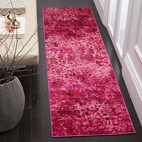 SAFAVIEH Monaco Collection Runner Rug - 2'2" x 8', Fuchsia, Boho Chic Abstract Watercolor Design, Non-Shedding & Easy Care, Ideal for High Traffic Areas in Living Room, Bedroom (MNC225F)