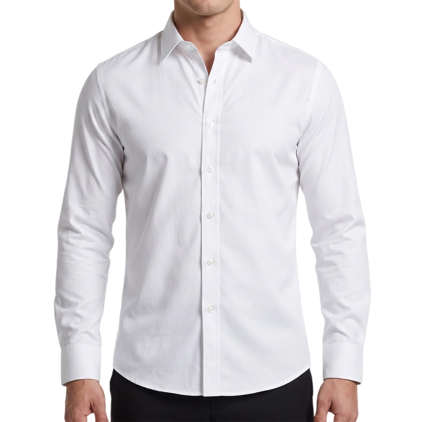 Azzurro Milano Camicia Elasticizzata Uomo, Slim Fit, Elegante e Casual, Maniche Lunghe in Cotone, Ideale per Ufficio e Tempo Libero