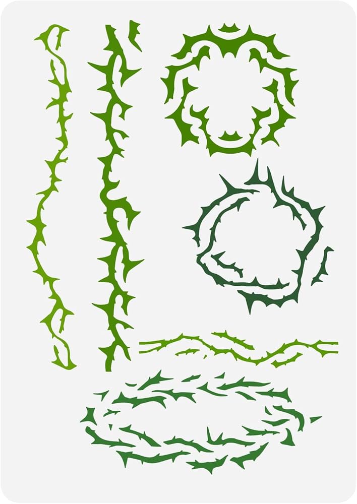 amazon-com-fingerinspire-thorns-painting-stencil-8-3x11-7inch-large-thorny-undergrowth-stencil-for-painting-plastic-pet-thorns-circle-drawing-template-plant-theme-diy-stencil-painting-on-wood-canvas-fabric
