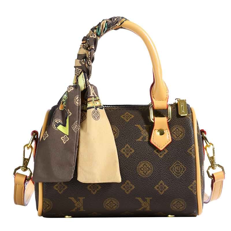 Designer Fashion Print Pillow Bag, Versatile Shoulder & Crossbody Boston Bag for Women, Letter Patchwork Design