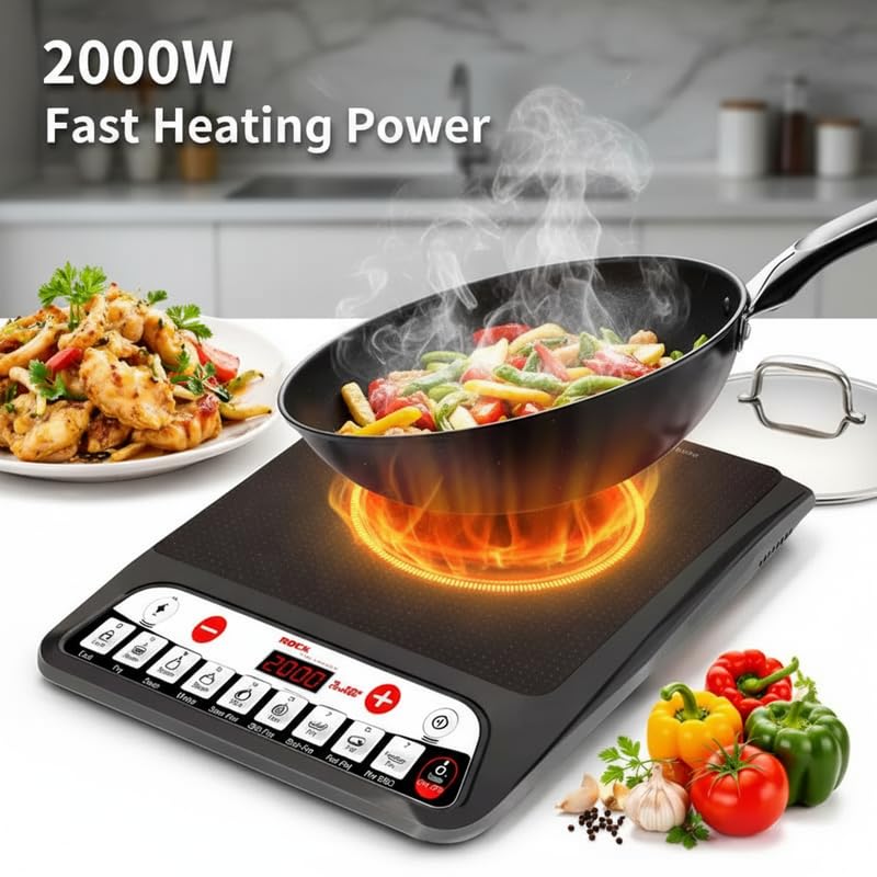 Image of Drumstone (15 Years Warranty) 2000W Portable Induction Cooktop - Fast Heating Electric Stove with Digital Display, Auto Shut-Off, Preset Cooking Modes & Energy-Saving Design