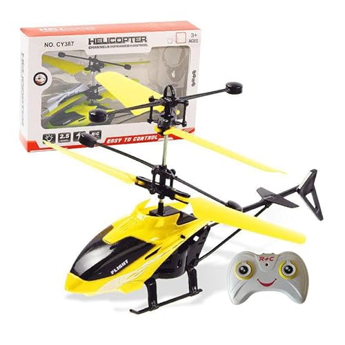 PTGHT Gesture Sensing Indoor Flying Helicopter Toys, Remote-Controlled Helicopter Children's Toys with LED Lights, Birthday Gifts for Boys and Girls (Yellow)