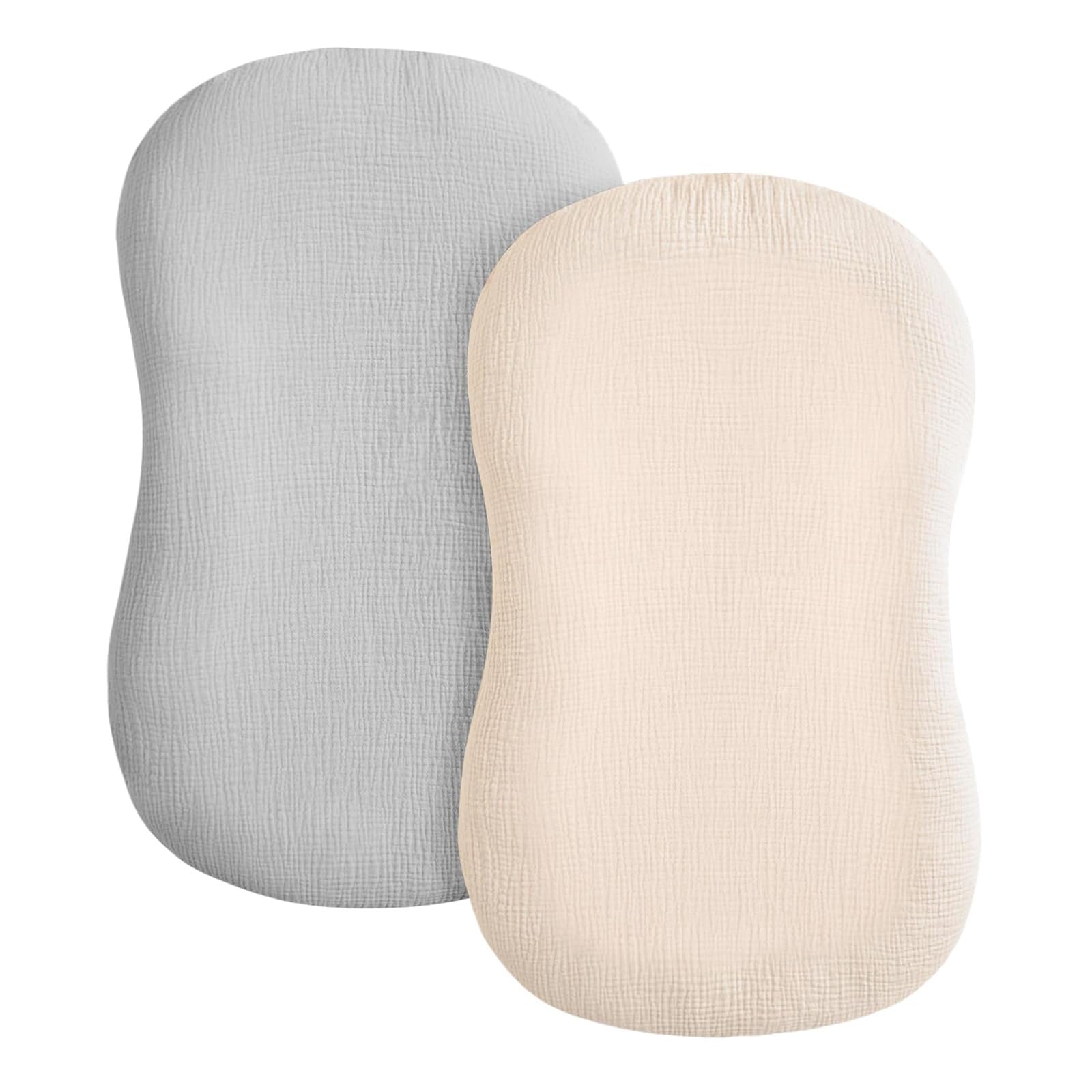 Yenvwg Gray Apricot 2Pcs Comfortable Baby Cot Sheet Babynest Lounger Sleeve Newborns Bassinet Case Breathable Travel Bedsheet
