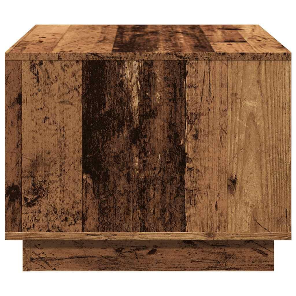 Stolik kawowy o wyglądzie starego drewna, 55 x 55 x 42 cm, materiał drewnopochodny, trwały, do salonu, stolik pomocniczy z półką i rolką, do salonu i biura