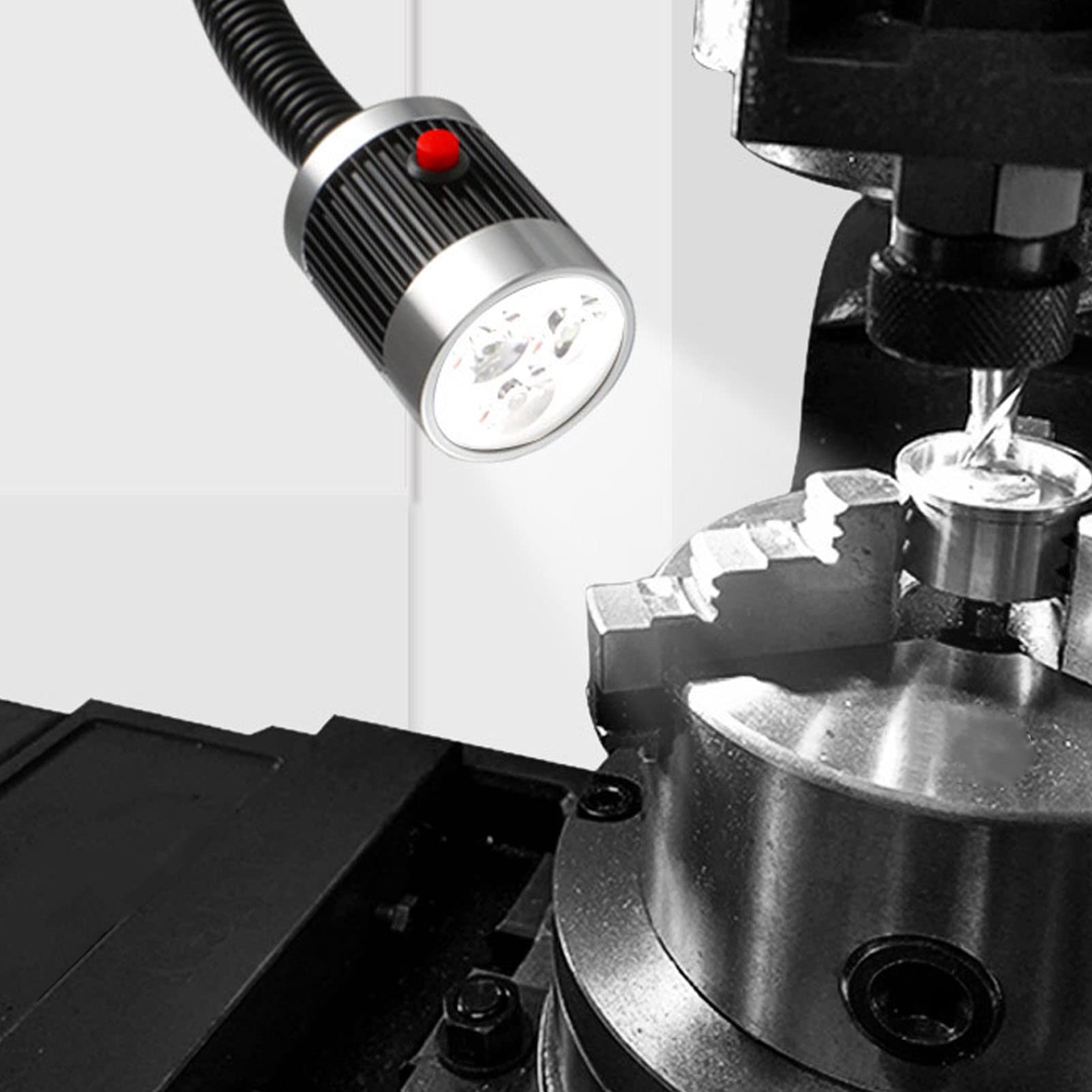 Naroote Magnetyczna Robocza LED, 9W 24V Aluminiowa, Elastyczna na Gęsiej Szyi z regulowaną szyjką 360 Stopni i mocną podstawą magnetyczną, Idealna do Warsztatu Tokarki CNC i Wiertarki
