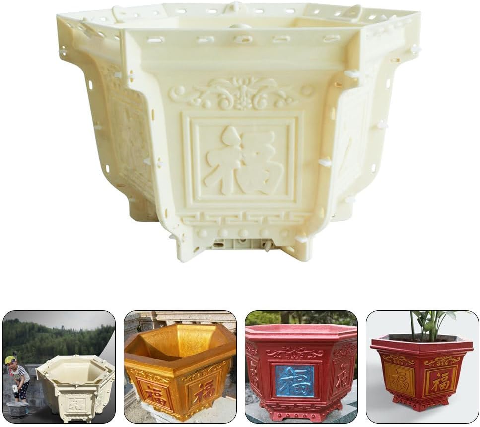 BESPORTBLE Concrete Planter Molds: Hexagon Shape Succulent Planter Mould Cement Clay Bonsai Pot Mold for Flower Pot Making, 10.92 * 9inch
