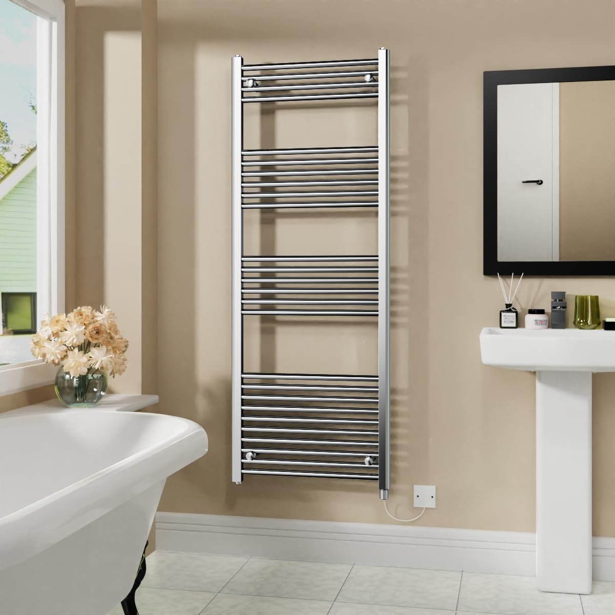 Warmehaus Chrome 800W Electric Heated Warming Towel Rail Bathroom Radiator - 1600X600mm