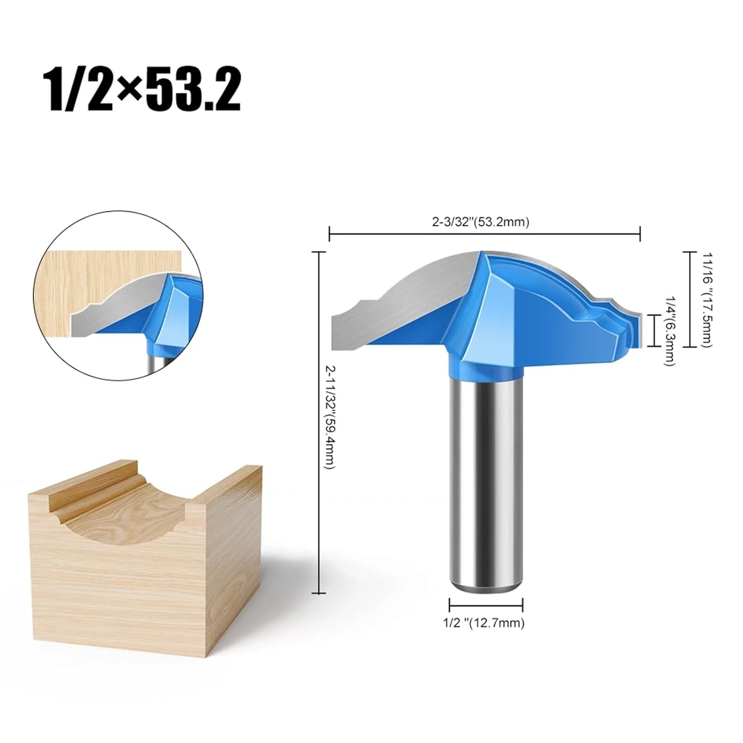 12mm 1/2inch Shank Line Router Bit Cabinet Door Router Bit Line Cutter Engraving Machine Milling Cutter Woodworking Tools 1Pcs(12.7X53.2mm)
