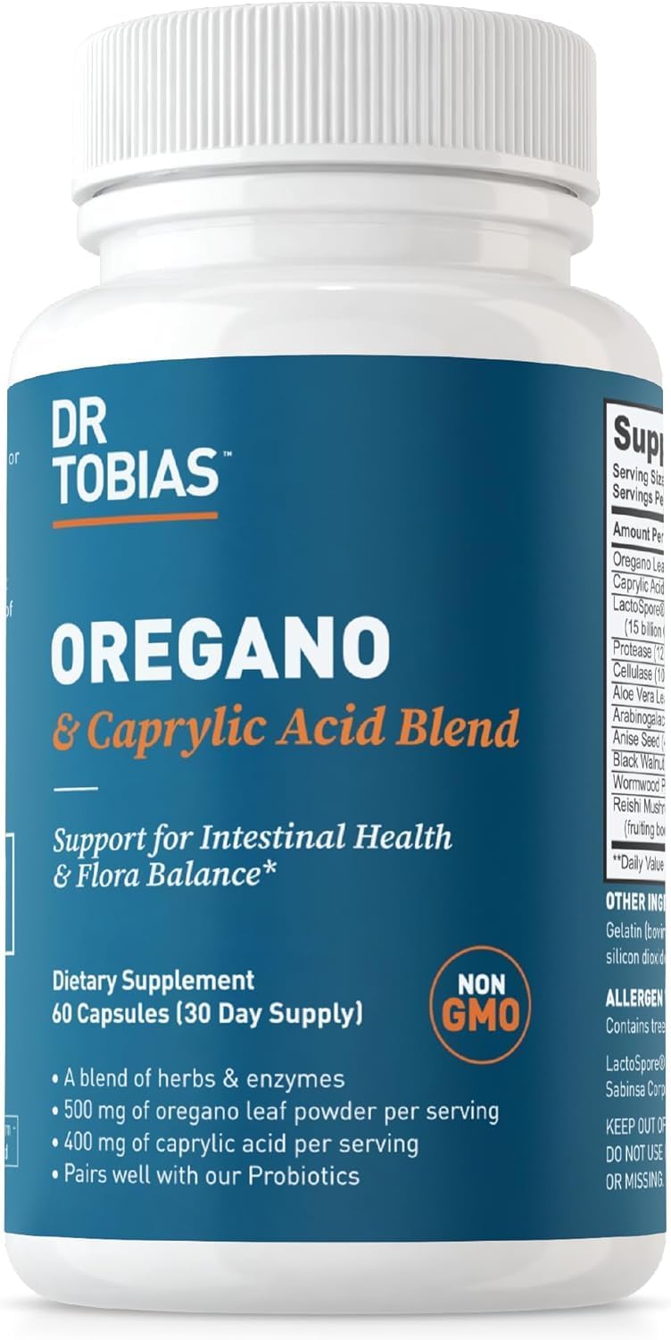 Oregano and Caprylic Acid Blend, Gut Flora Balance Complex with Probiotics & Enzymes for Intestinal and Immune Support, Gut Health Supplements for Women & Men, 60 Capsules-image-12
