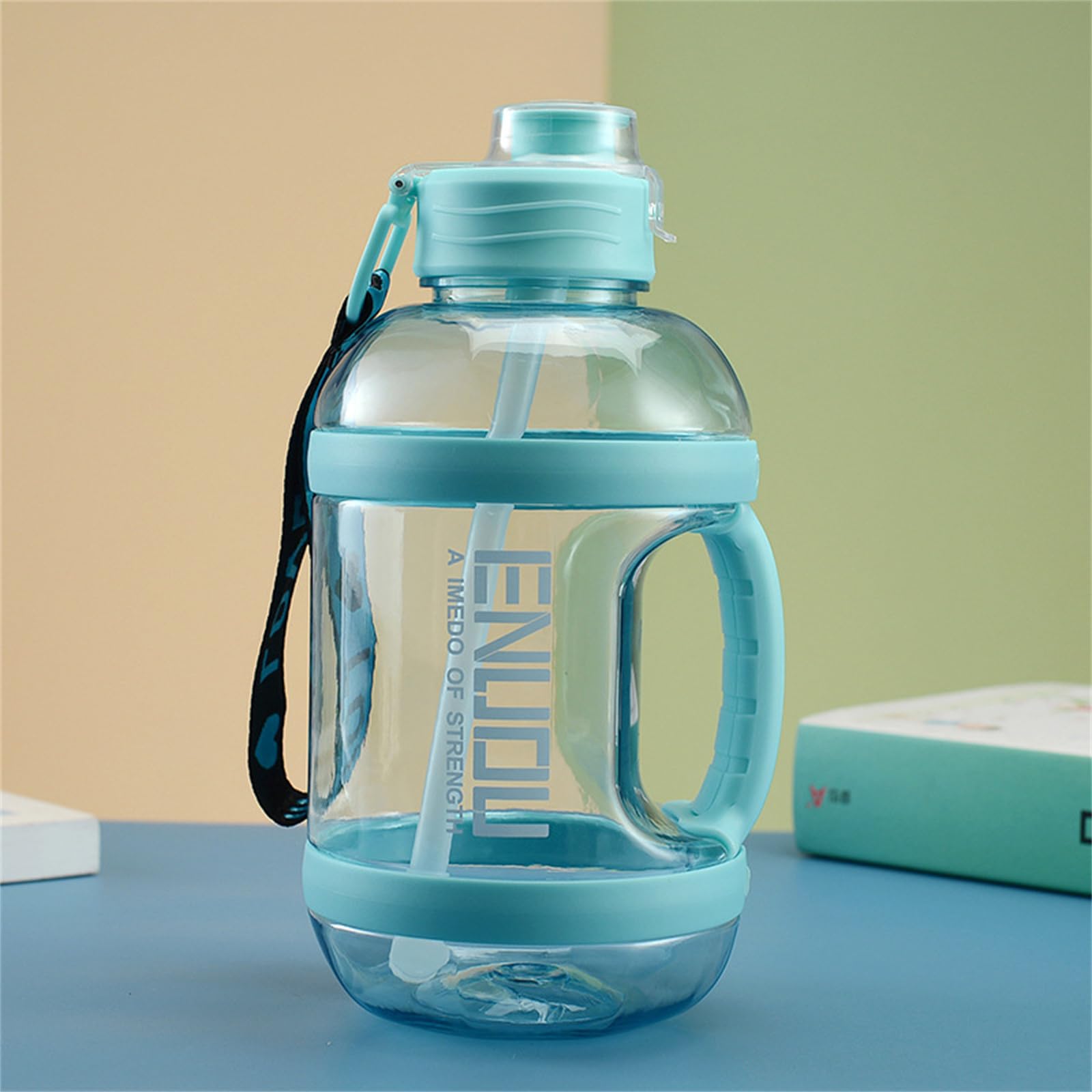 Bouteille d'eau avec marqueur de temps paille carafe réutilisable 1600ml - 8