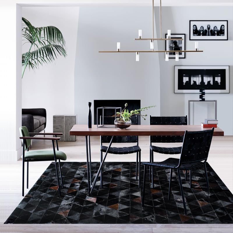 Dywan Patchwork Skóra bydlęca Miękka Naturalna Okrągły Ręcznie Robiony Łatwy Do Czyszczenia Salonu Minimalistyczny Futro Duży