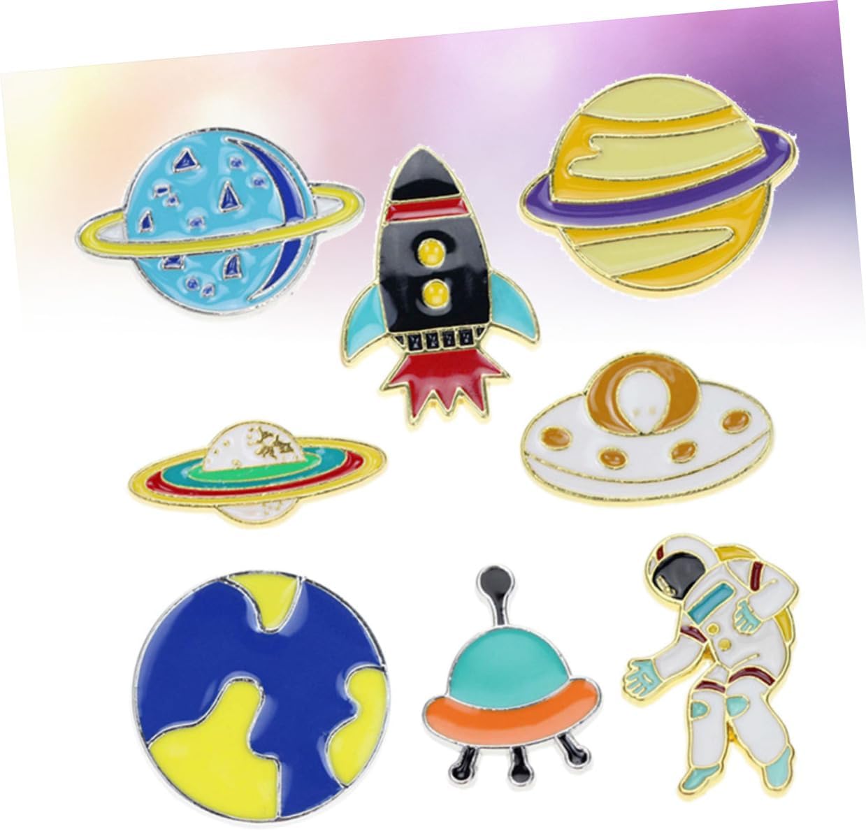 Holibanna 8pcs Creative Cartoon Spaceman Brooch Set Lightweight Pins for Clothing Cute Design for Friends and Boys and Girls Decorative Accessories