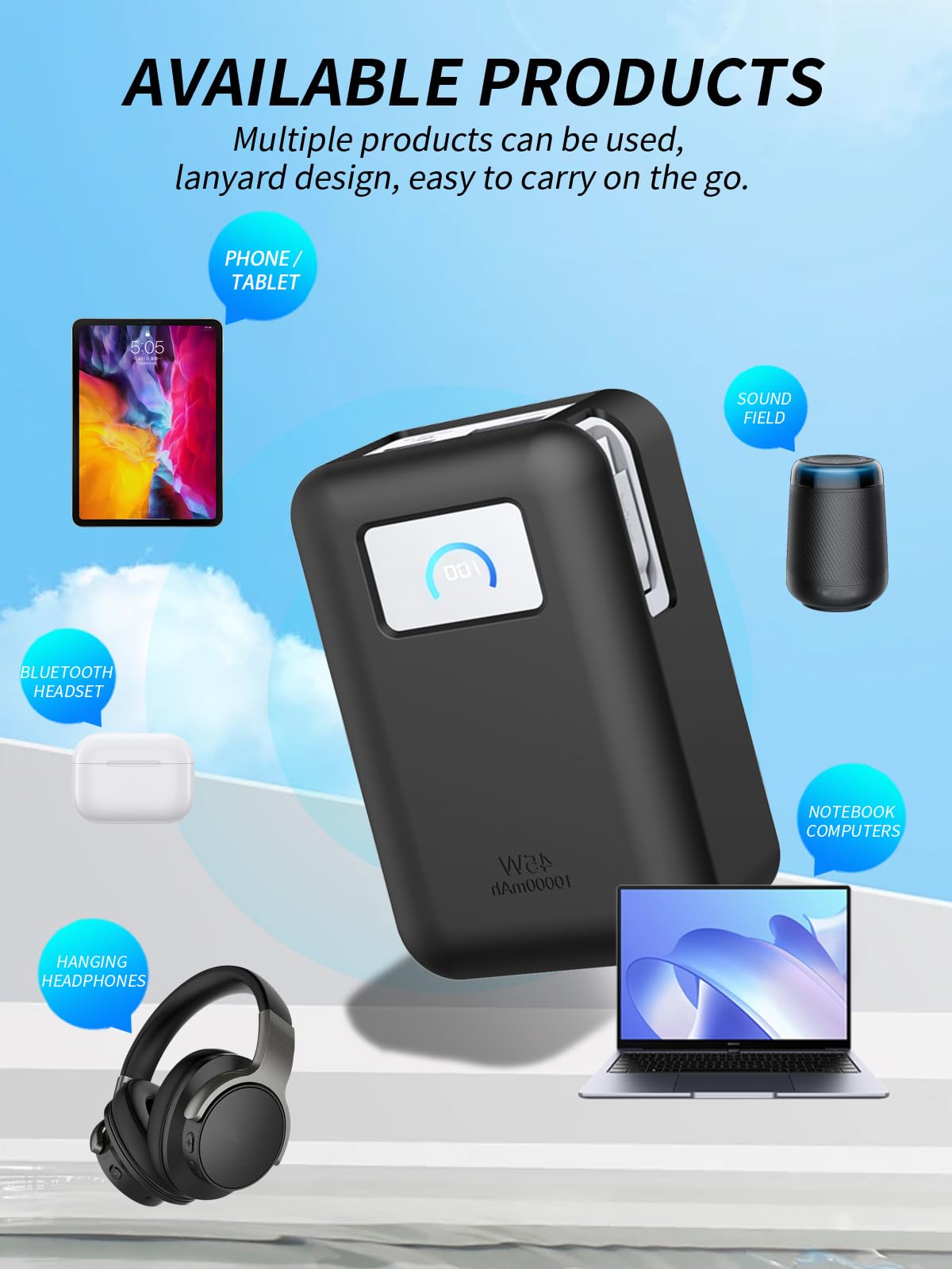 yystao Hülle für Anker Nano Power Bank, 10,000 mAh, Schutzhülle - Freundliche Silikonhülle - mehrfach waschbar, Kratzfest, tropffest, Schwarz