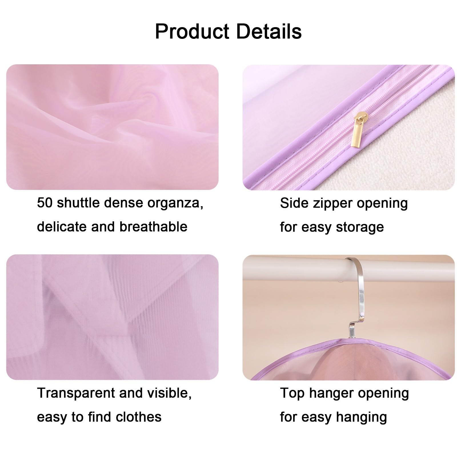 Fundas para Ropa, Funda Traje con Cremallera Lateral, Material Suave, Transparente, para Abrigos, Chaquetas y Trajes (5 Piezas)(60x110cm/24x43in)