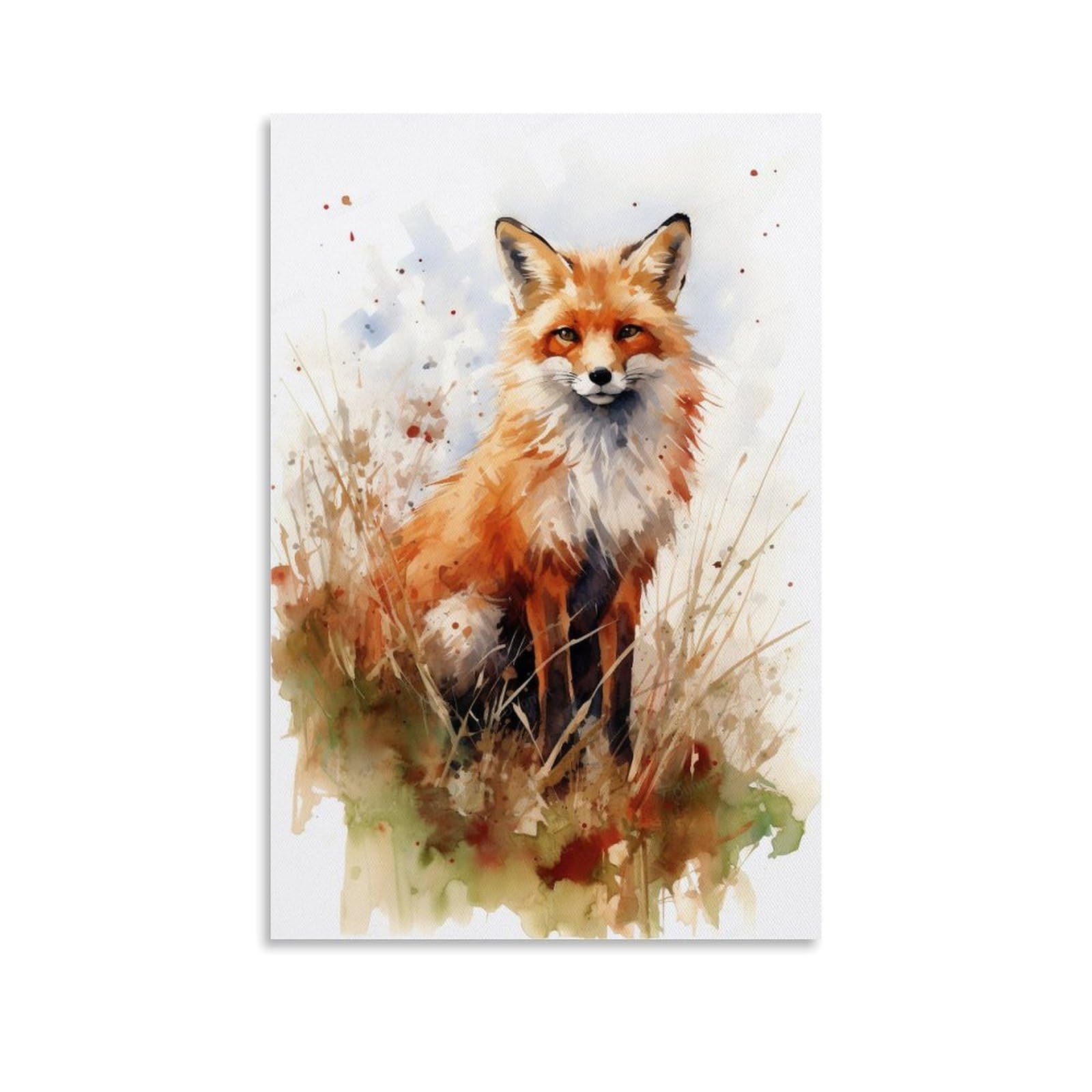 FYFMUSHE Mysterious Red Fox Bedroom Decor Wall Art Rustic Vintage Animal Canvas Print Poster Framed Painting Artwork for Living Room Office 08x12inch(20x30cm)