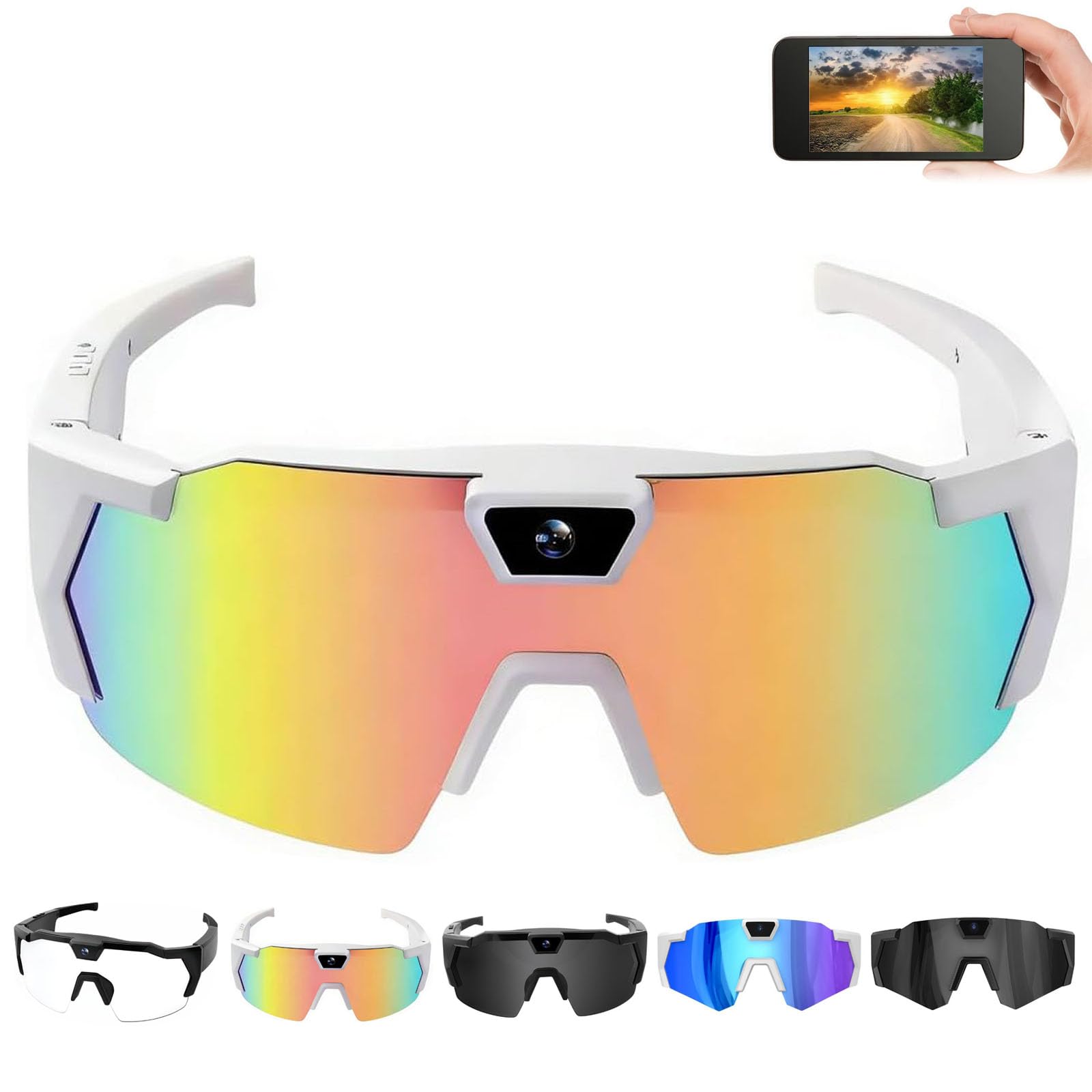 Occhiali da sole con action camera 4K – Occhiali da sole con registrazione video POV a mani libere, polarizzati, occhiali sportivi intelligenti per escursionismo, ciclismo, baseball, batteria da 2 ore