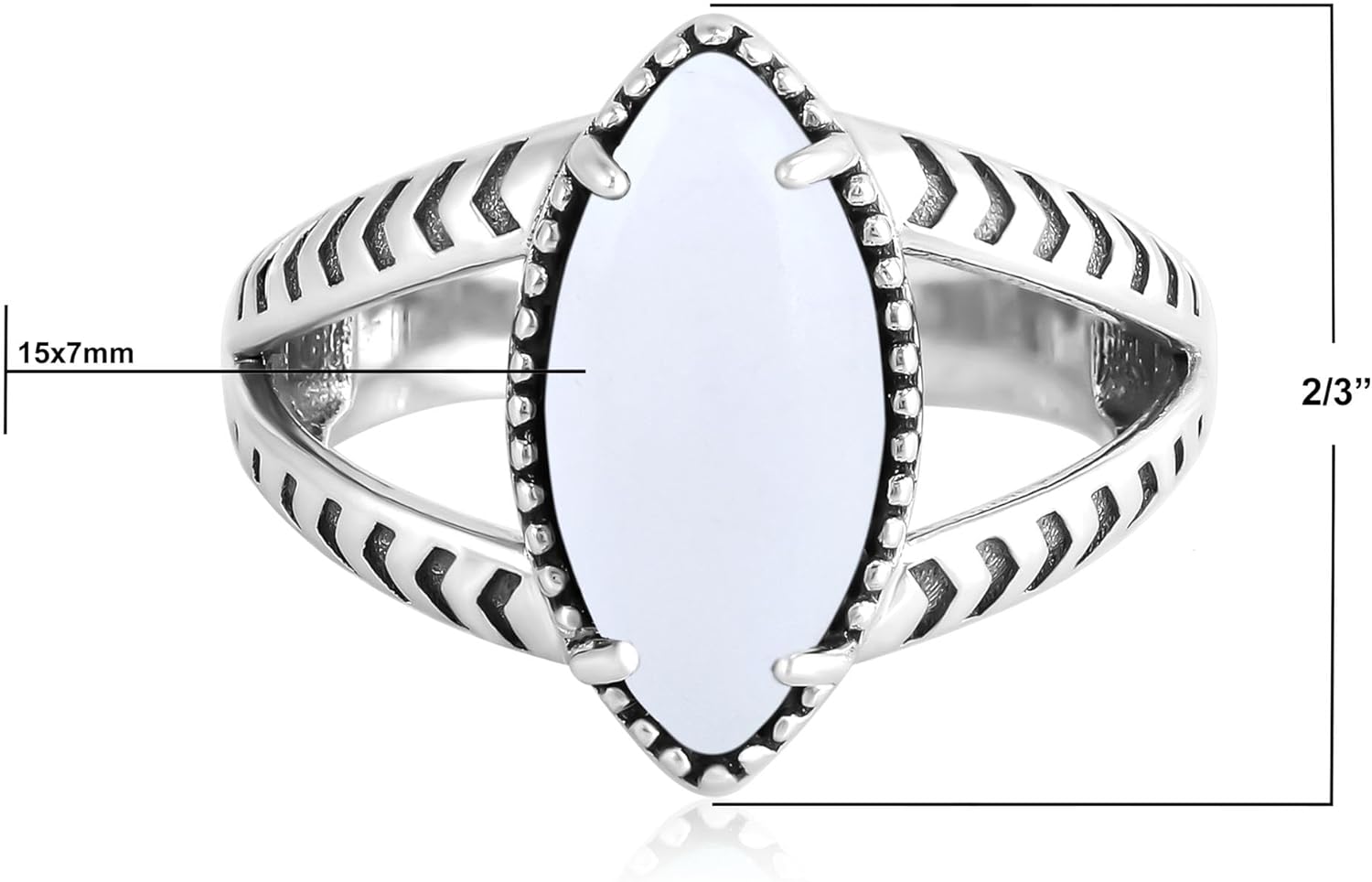 American West Jewelry Sterling Silver Marquise Gemstone Split Shank Ring