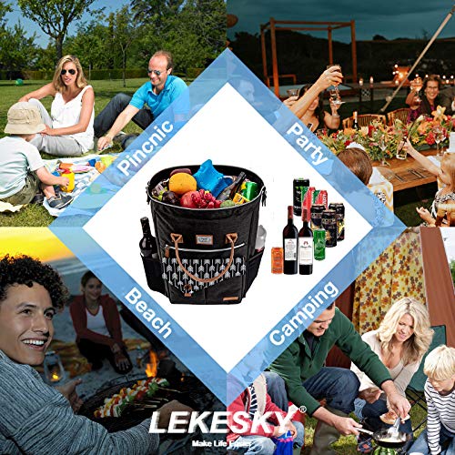 Lekesky Cooler Backpack Insulated Waterproof Cooler Backpack with 2 Ice Packs for Men, Women, 30 Cans Large Backpack Cooler Leakproof, Black