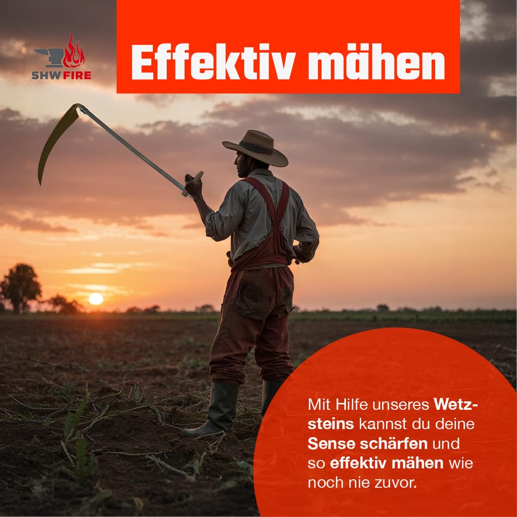 SHW-FIRE Sensen Wetzstein - Schleifstein für Sense/Sichel/Schere/Axt - 230mm