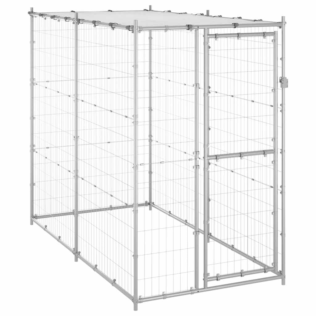 vidaXL Chenil Extérieur Acier Galvanisé avec Toit 110x220x180 cm Enclos Cage