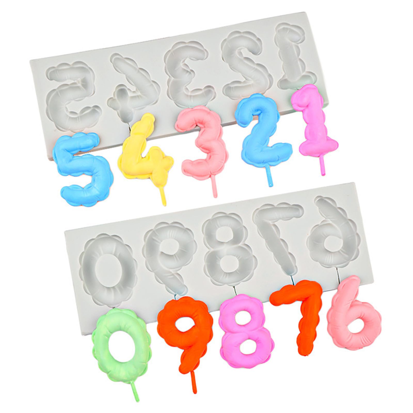 Pangboer As The Pic Shown Silicone 0-9 Number Cake Molds Set Reusable Nonstick Fondant Baking Tool For Creative Birthday Decorations And Pastries
