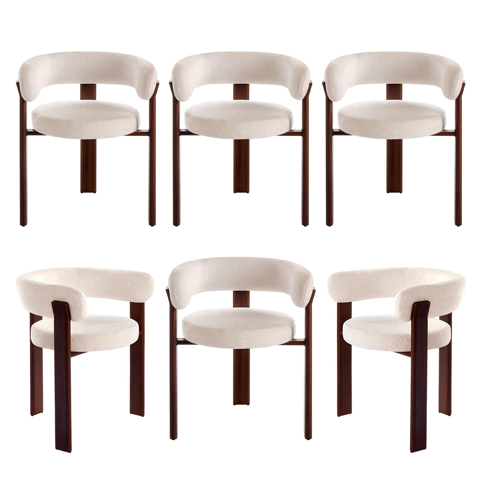 6er Set Esszimmerstühle Mid Century Modern: Gepolsterte Küchenstühle mit Ergonomischer Rückenlehne & Stabilen Metallbeinen - Komfortabler Loungestuhl für Esszimmer Wohnzimmer Café (Beige, 6er)