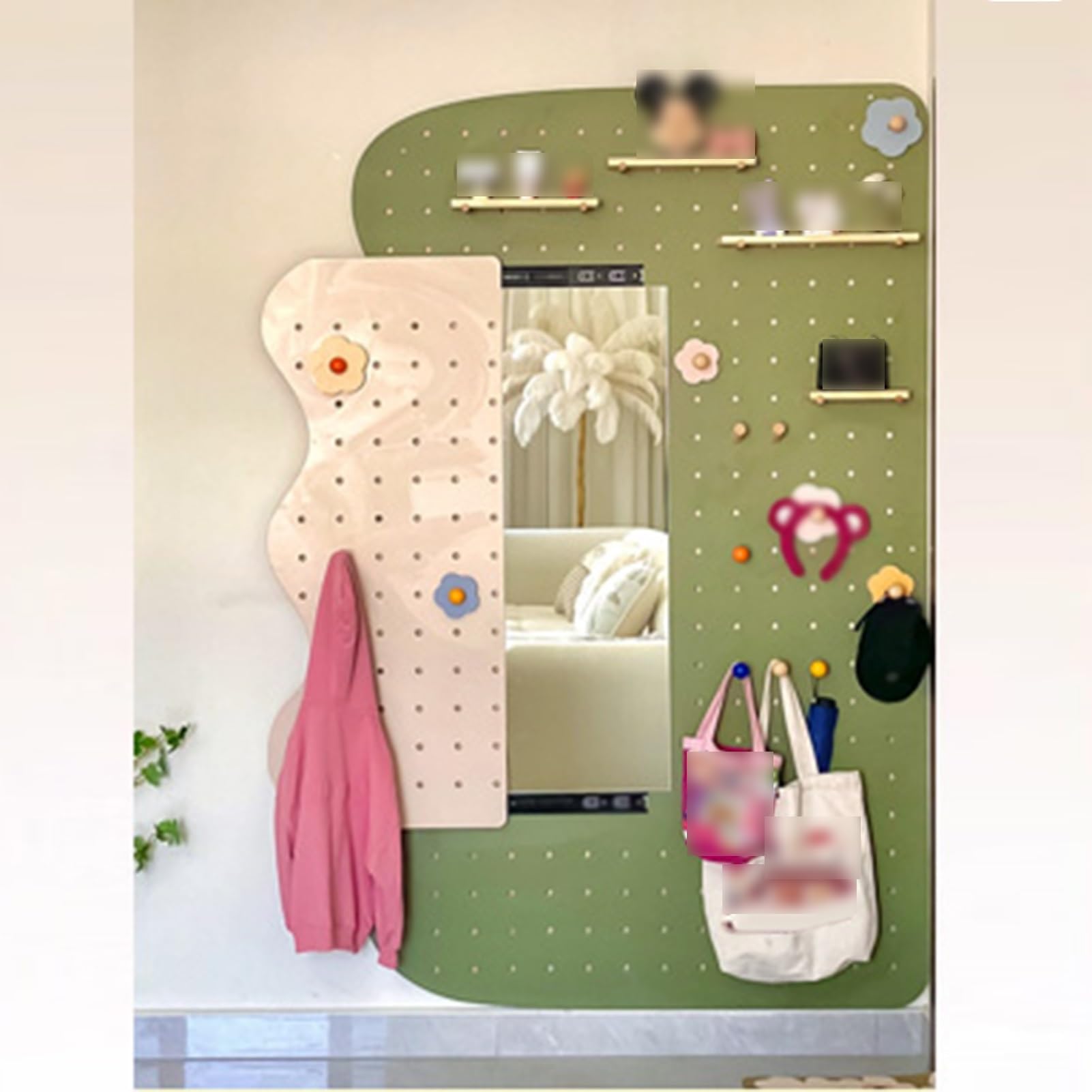 Estante de madera para tablero de clavijas, versátil estante de almacenamiento de pared para exhibición personalizada en sala de estar, dormitorio, oficina, garaje