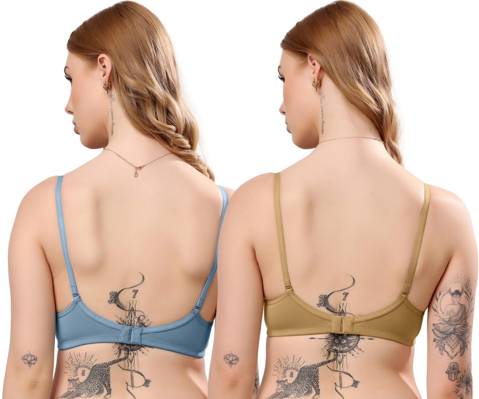 Image of London Hills Regular Bra for Women Everyday Non Padded Wire Free Mid Coverage Cotton Blend