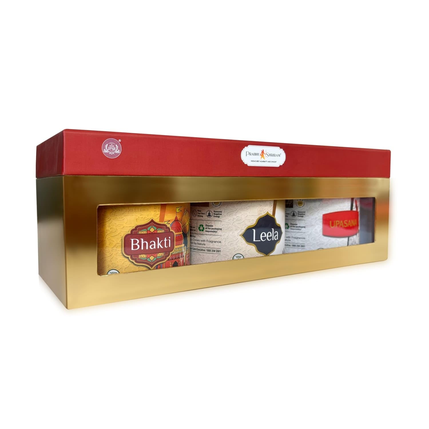 Prabhu Shriram Life & God Collection - Confezione regalo di coni di incenso di alta qualità, 100% senza carbone, a basso contenuto di fumi, confezione regalo di lusso