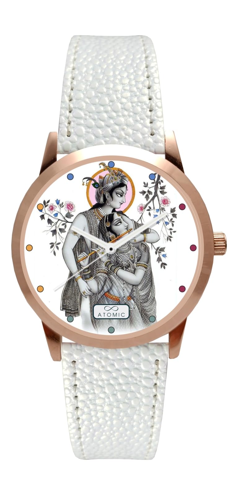 Atomic Rosegold Jaipuri Print dial Analog Watch for Girls & Women | with Stylish White Strap | S-17-picture-20