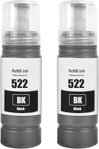 LAIPENG 522 T522 Botellas de tinta compatibles con impresoras ET-2400 ET-2720 ET-2800 ET-2803 ET-2840 ET-4700 ET-4800 ET-4810 (BK*2)