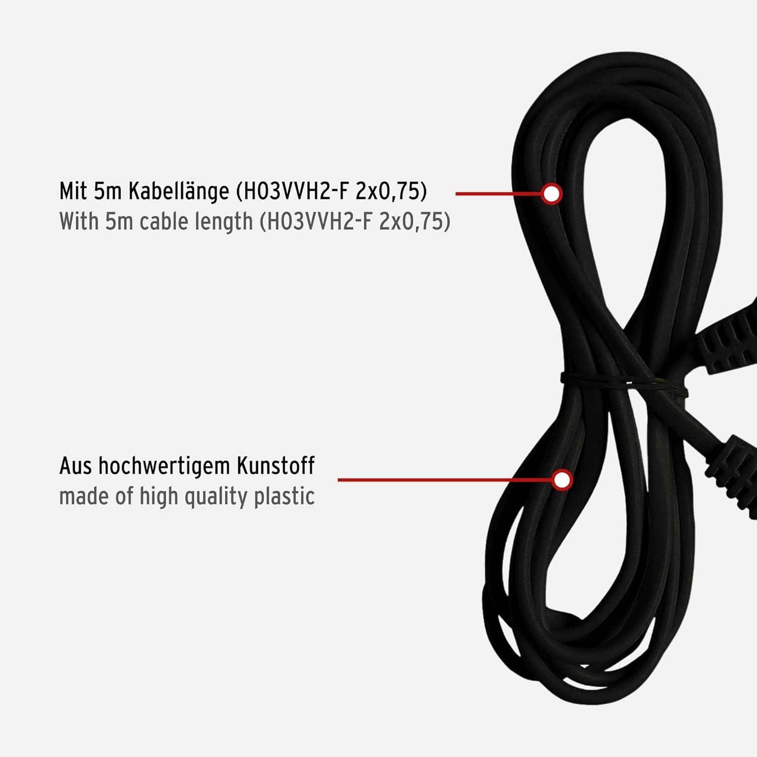 Brennenstuhl Kunststoff-Verlängerungskabel (Verlängerungskabel für den Innenbereich, mit Euro-Stecker und Kupplung) (schwarz, 5m | 10 Stück, Single)