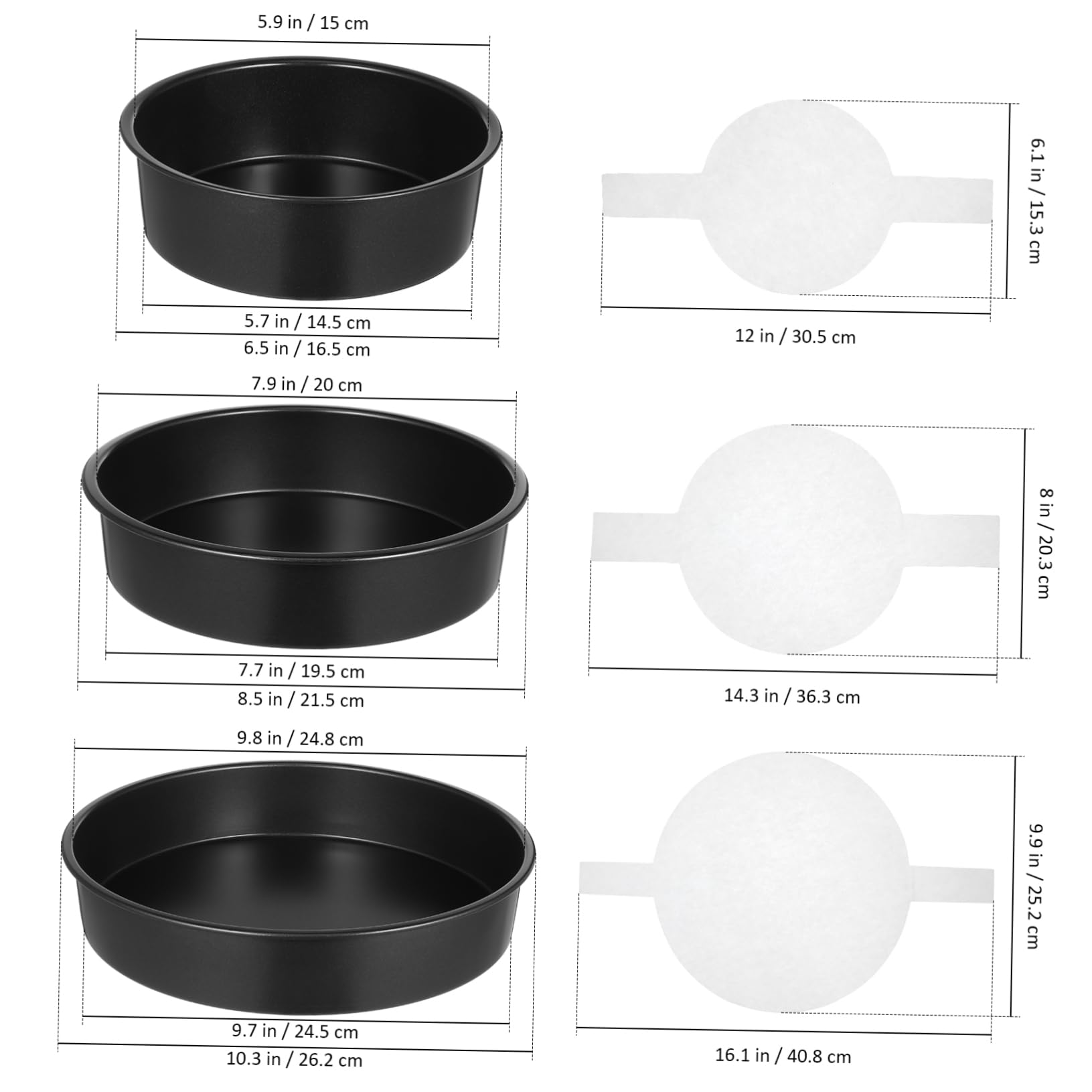 Alipis Teglie Rotonde Per Torte Da 6 8 10 Carta Da Forno Antiaderente Set Di Teglie Per Torte A Strati Teglie Da Forno