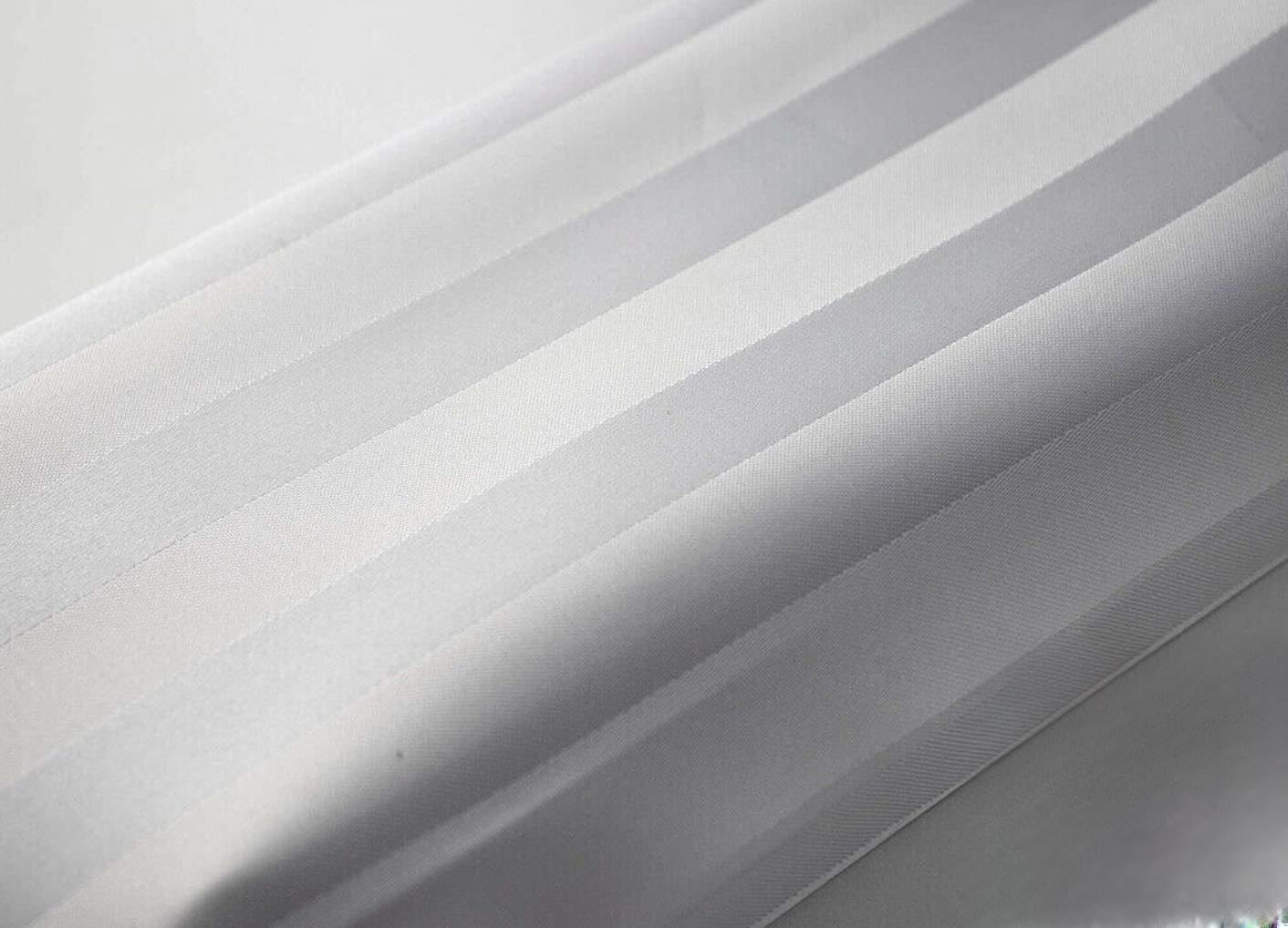 Euroshowers White Satinstripe Satin Stripe Fabric Shower Curtain Extra Long, Extra Wide, Extra Narrow And Extra Short Sizes - With Weighted Hem And Includes Chrome Rings (180 Cm Wide X 200 Cm Long)