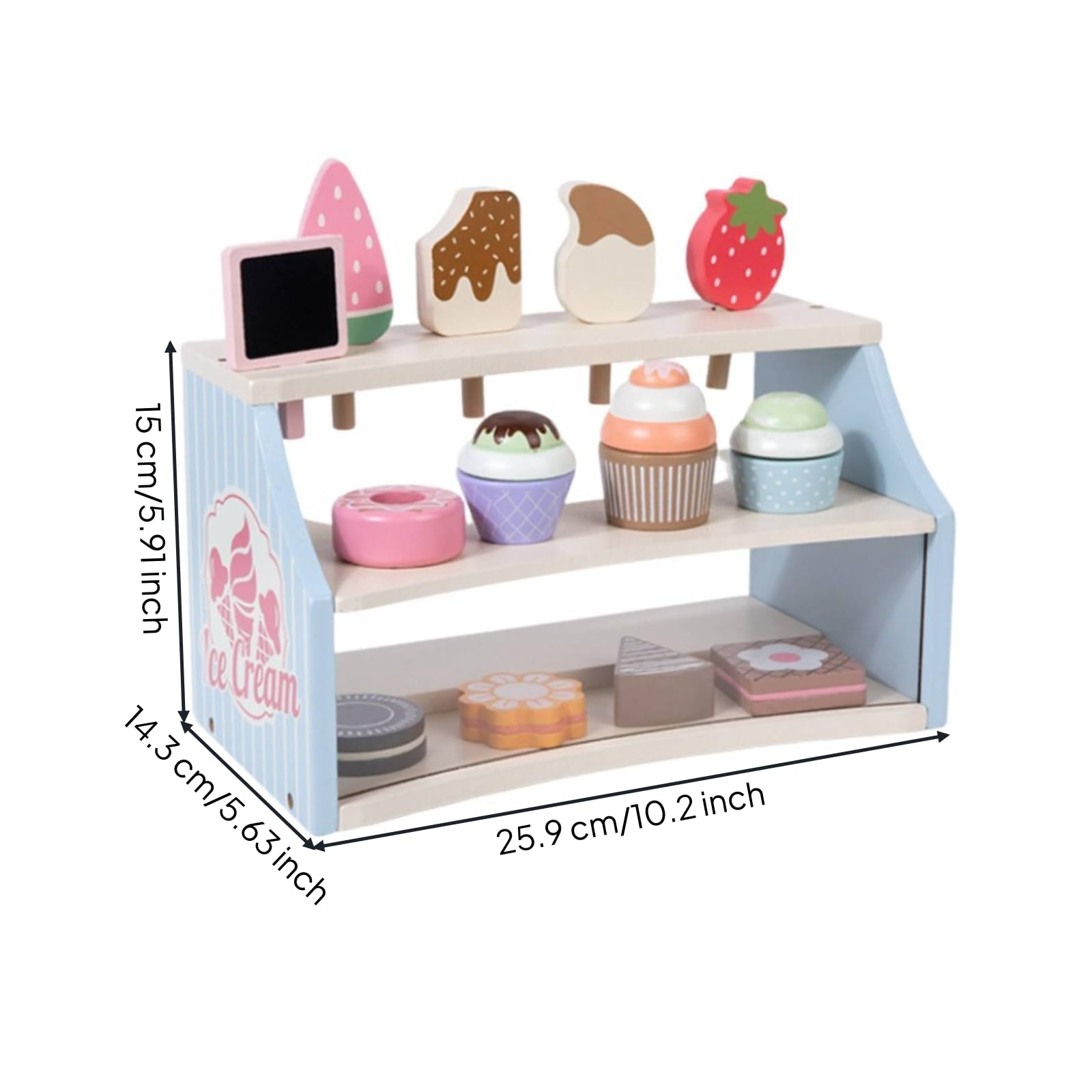 Negozio di Gelati Giocattolo con Accessori Autoportante Stand di Gelato Giocattolo Immaginativo Set da Gioco per Scuola Dell'infanzia