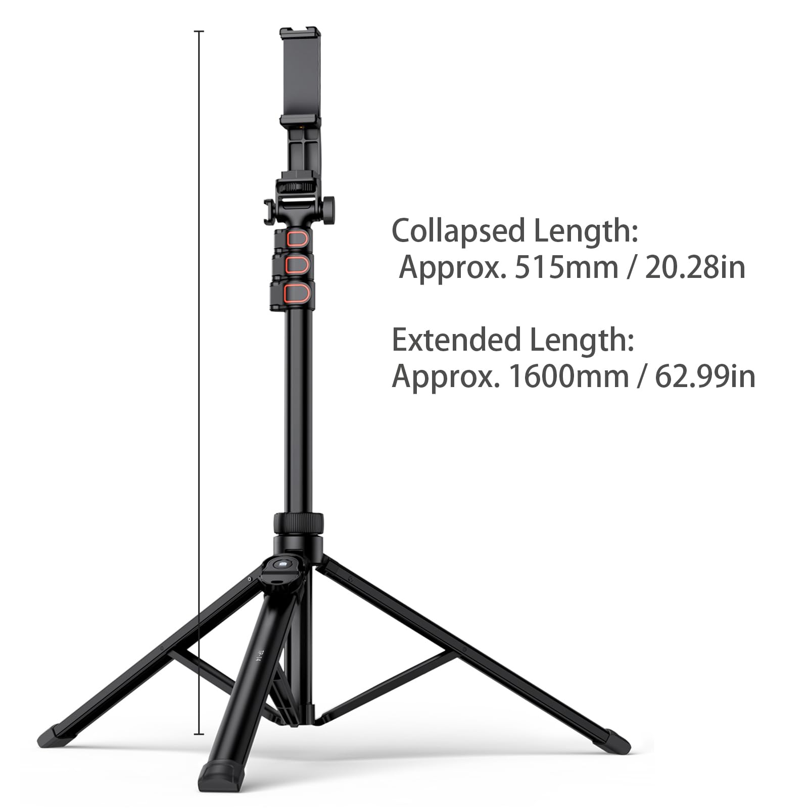 Asixxsix Treppiede per Selfie Stick da 1,6 Metri per Telefono con Telecomando