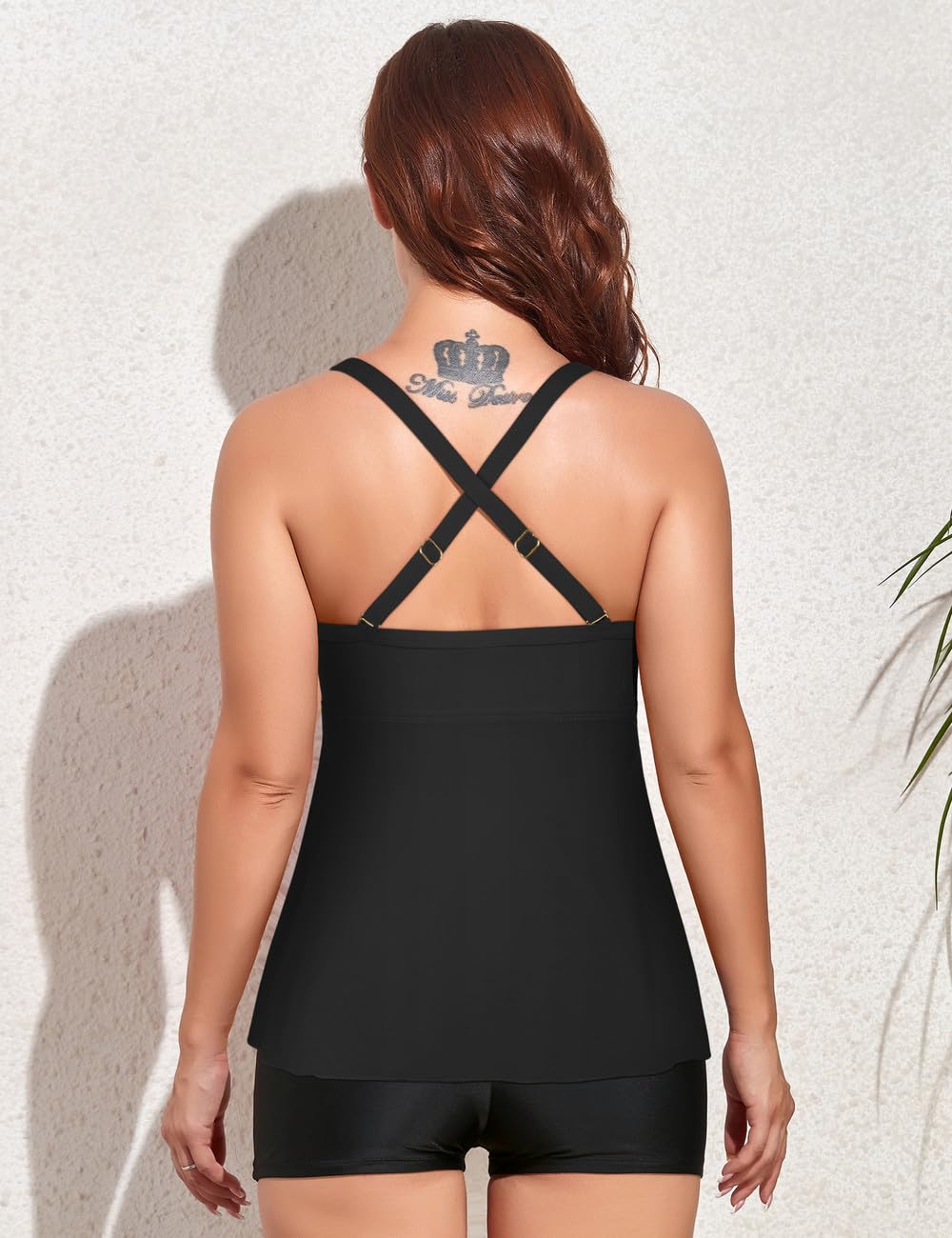 Hilor Maillot de bain tankini à armatures avec col en V torsadé pour femme