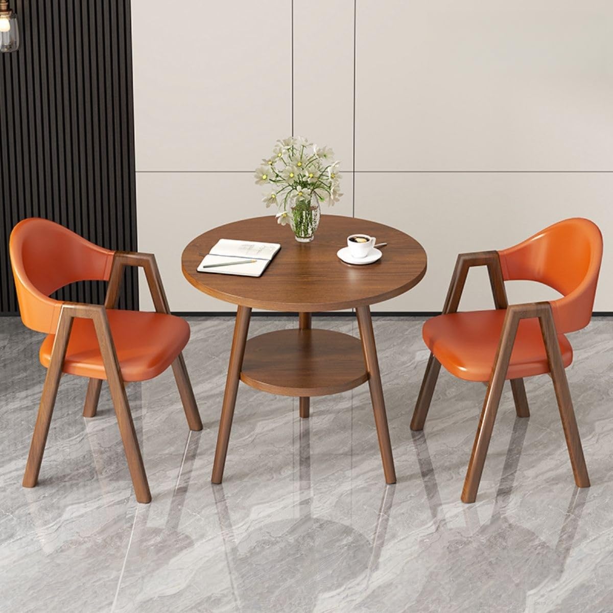 Office Reception Desk and Chair Set, Small Dining Table with Chairs, Business Coffee Leisure Table and Chair Set for Lounge, Living Room, Kitchen, Cafe, Small Spaces
