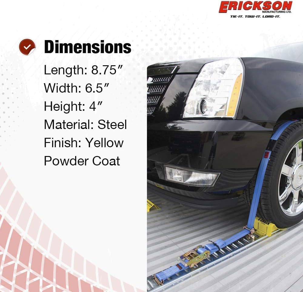 E-Chock Wheel Chocks with 5-Foot Metal Mounting Tracks, Yellow and Gray, Set of 2. Including 3" Rigid Hitch Logo Decal (E-09162-BUNDLE)