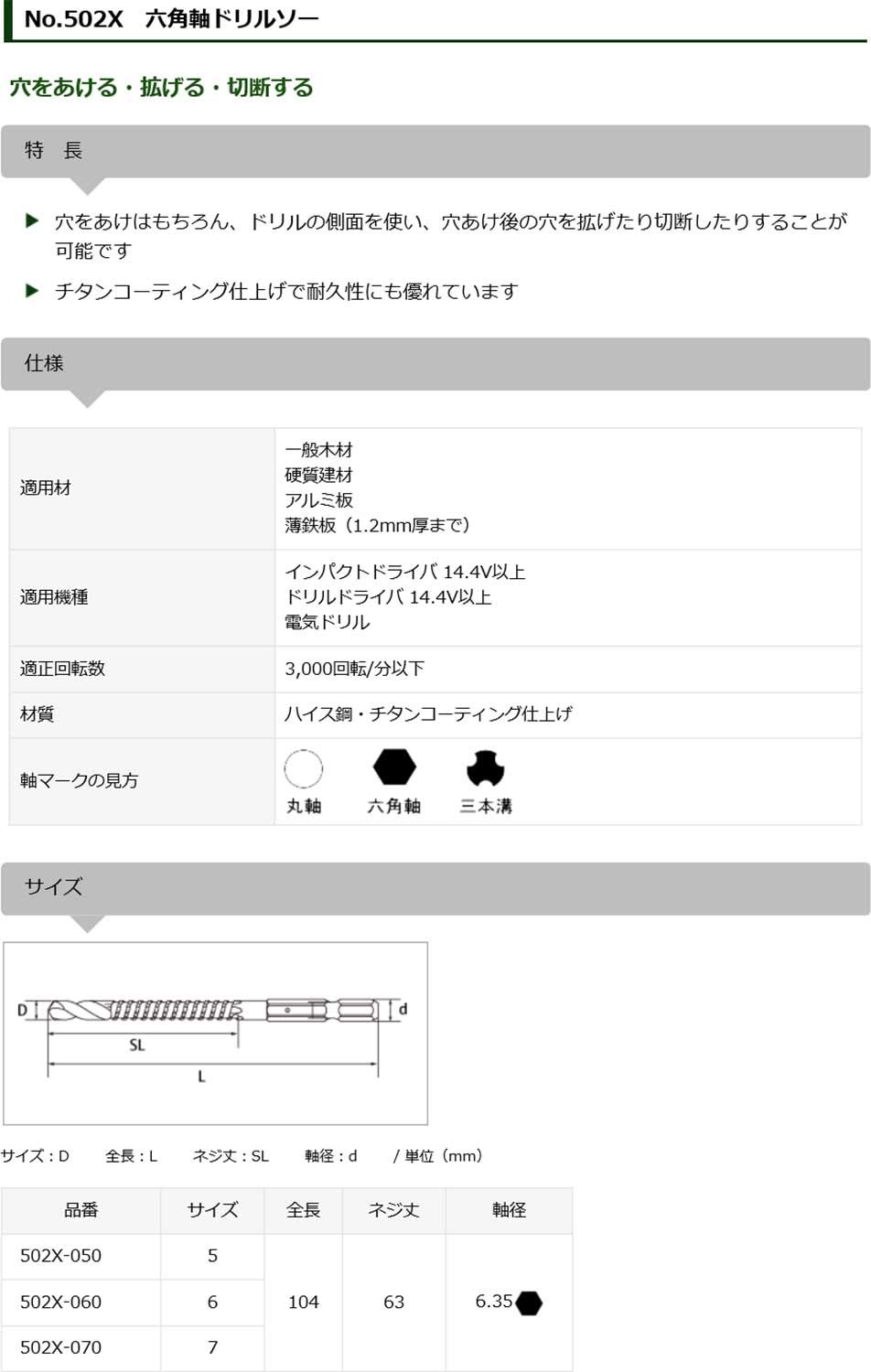 Amazon | スターエム 六角軸ドリルソー 7 502X-070 | 下穴用ドリルビット